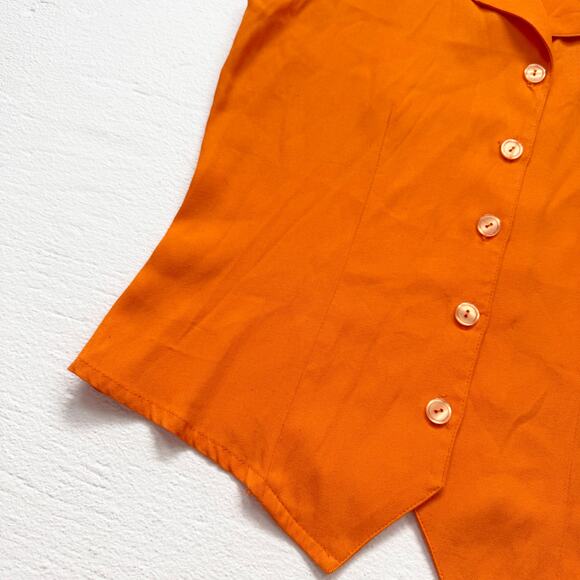 Vintage 90s Petite Impressions Orange Button Front Vest Top, Size 6 - Picture 5 of 7